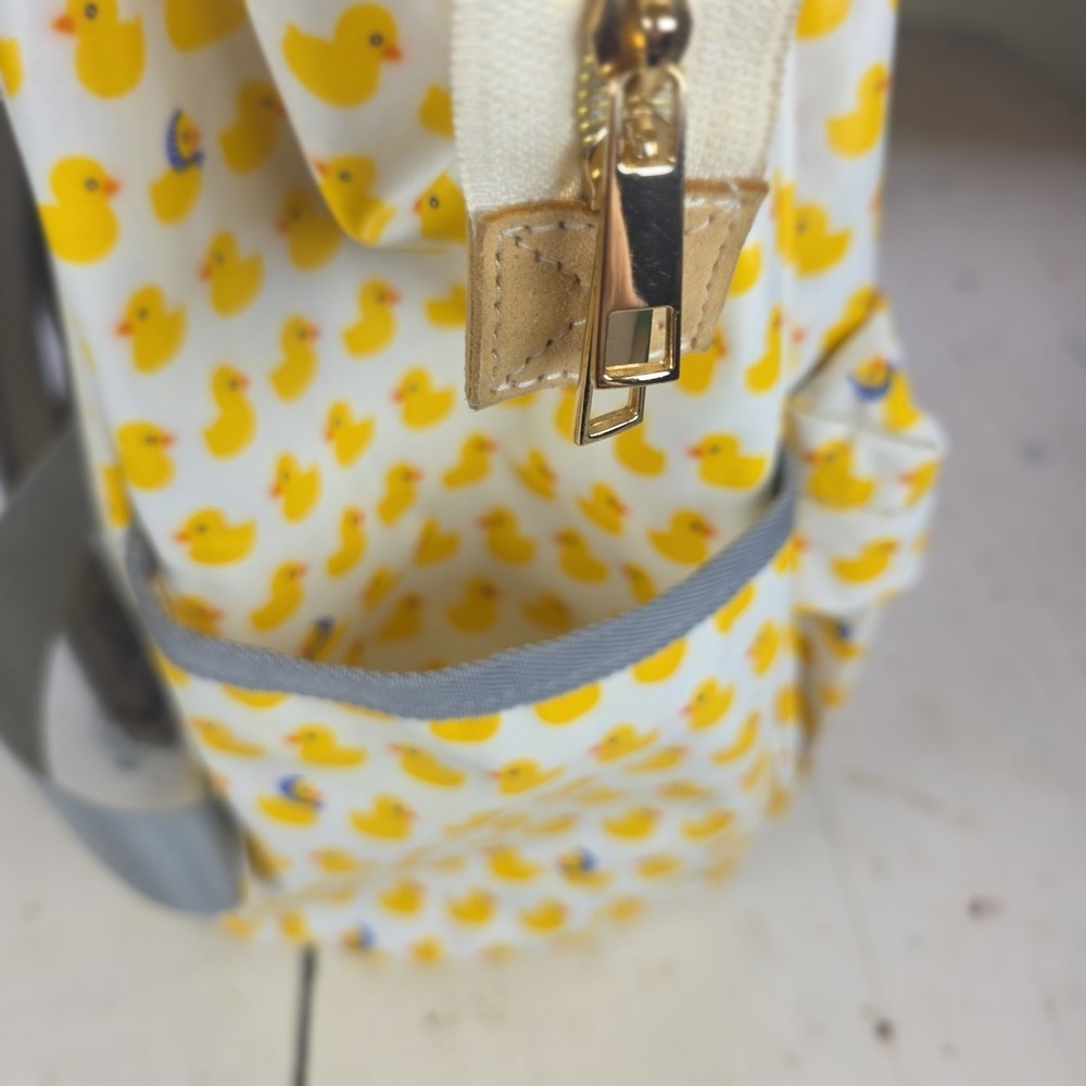 Yellow Rubber Duck Print Washable Waterproof Backpack Diaper Bag Travel - Picture 6 of 15